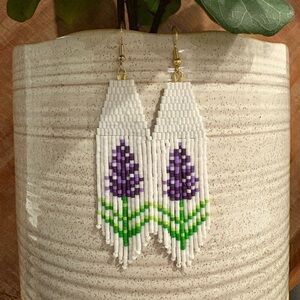 Beaded Lavender Earrings